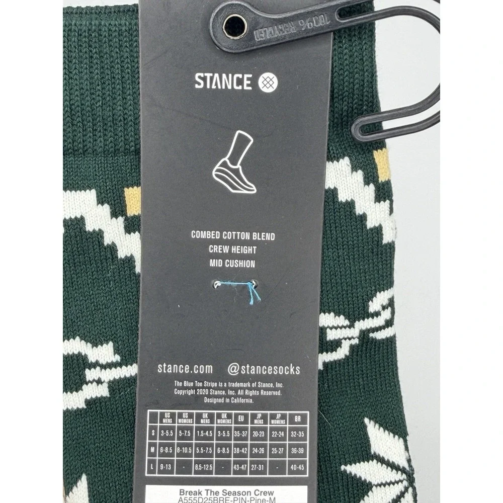 Stance Break The Season Christmas Crew Socks Pine Green A555D25BRE Mens Medium